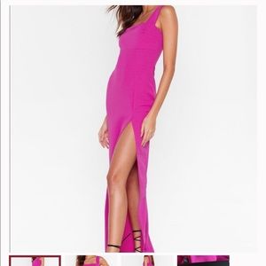 Nasty Gal square with me maxi dress hot pink size 10 US
